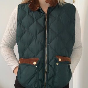 green j. crew zip up vest
